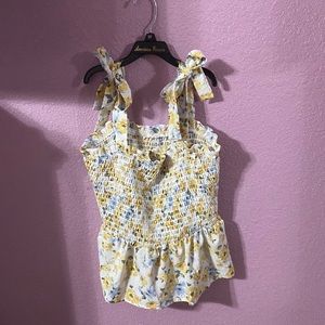 White, yellow floral top